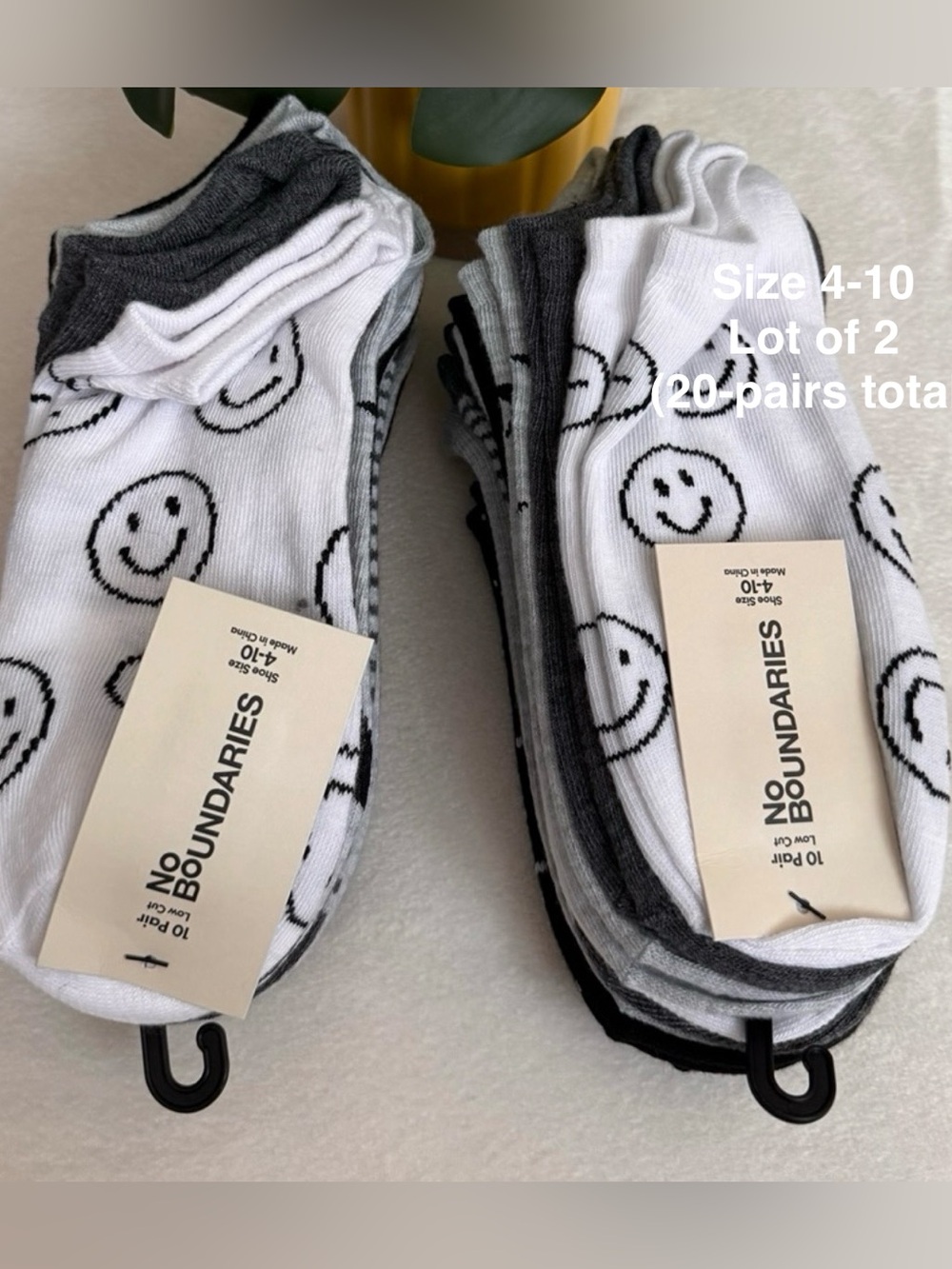 No Boundaries Women's Low Cut Socks, 10 Pack, Size 4-10